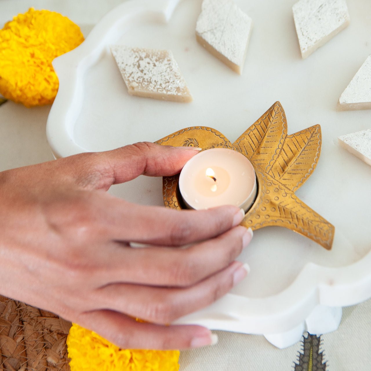Myna Brass Tealight Holder - The Heritage story