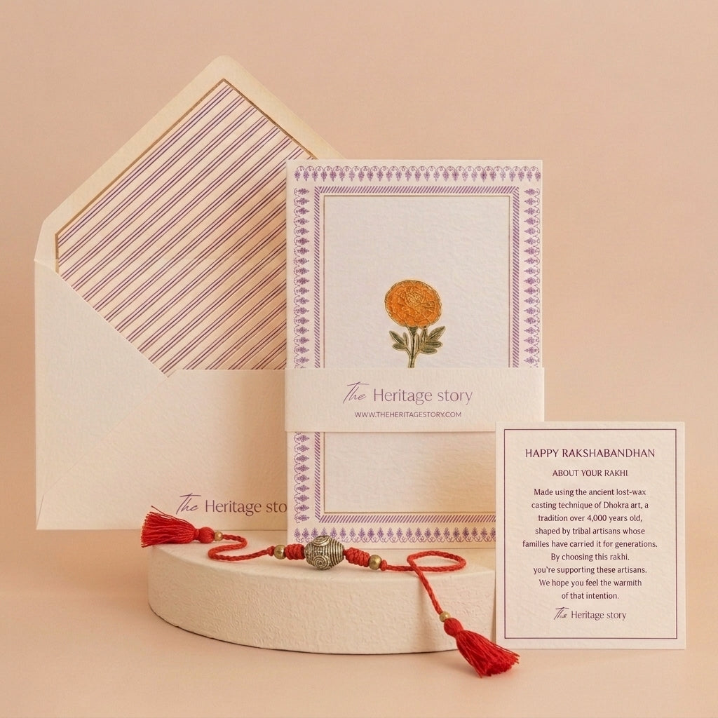 Dhokra Rakhi and Shagun Card Set