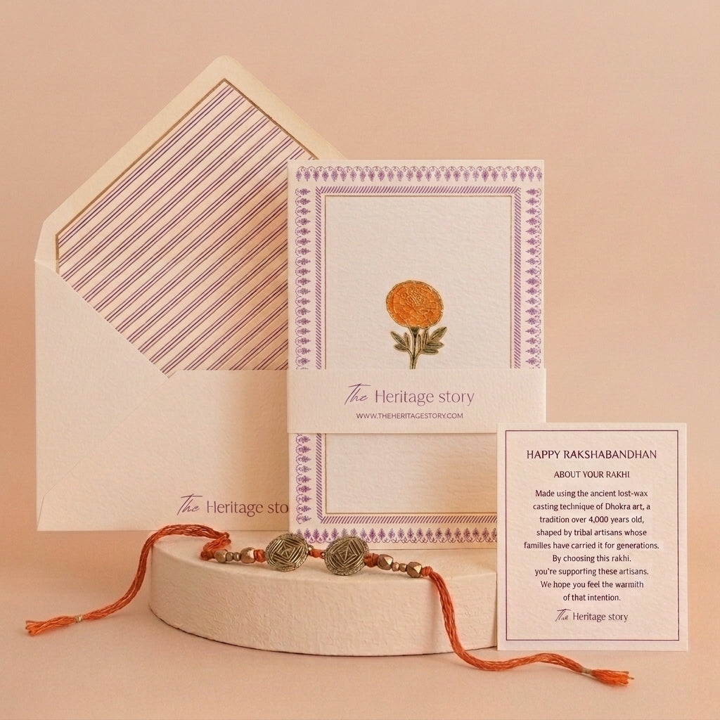 Dhokra Rakhi and Shagun Card Set