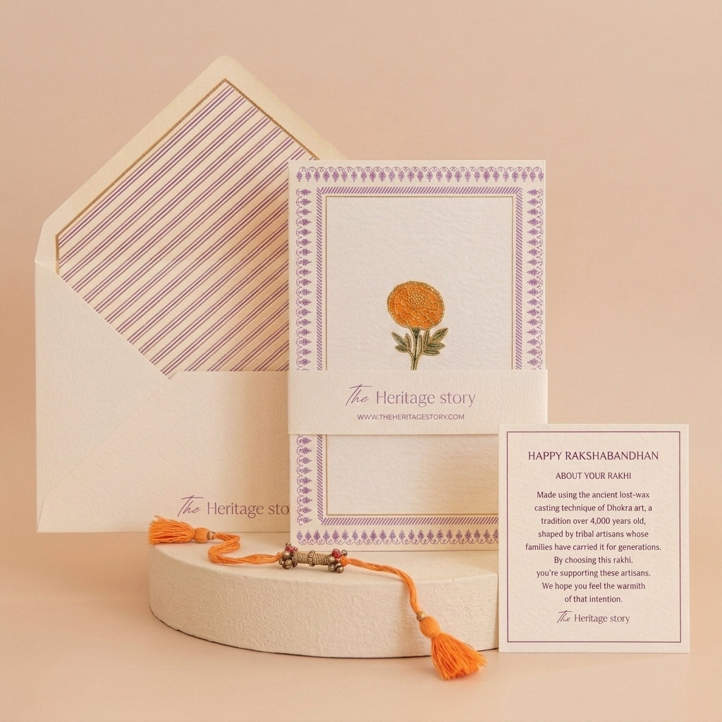 Dhokra Rakhi and Shagun Card Set