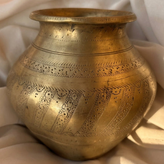 Antique Brass Kalash, Hand Nakashi Work - The Heritage story