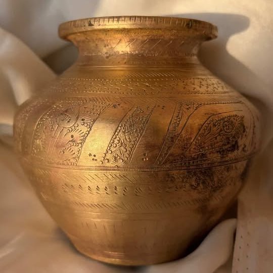 Antique Brass Kalash, Hand Nakashi Work - The Heritage story