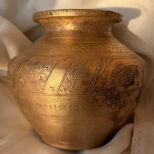 Antique Brass Kalash, Hand Nakashi Work - The Heritage story